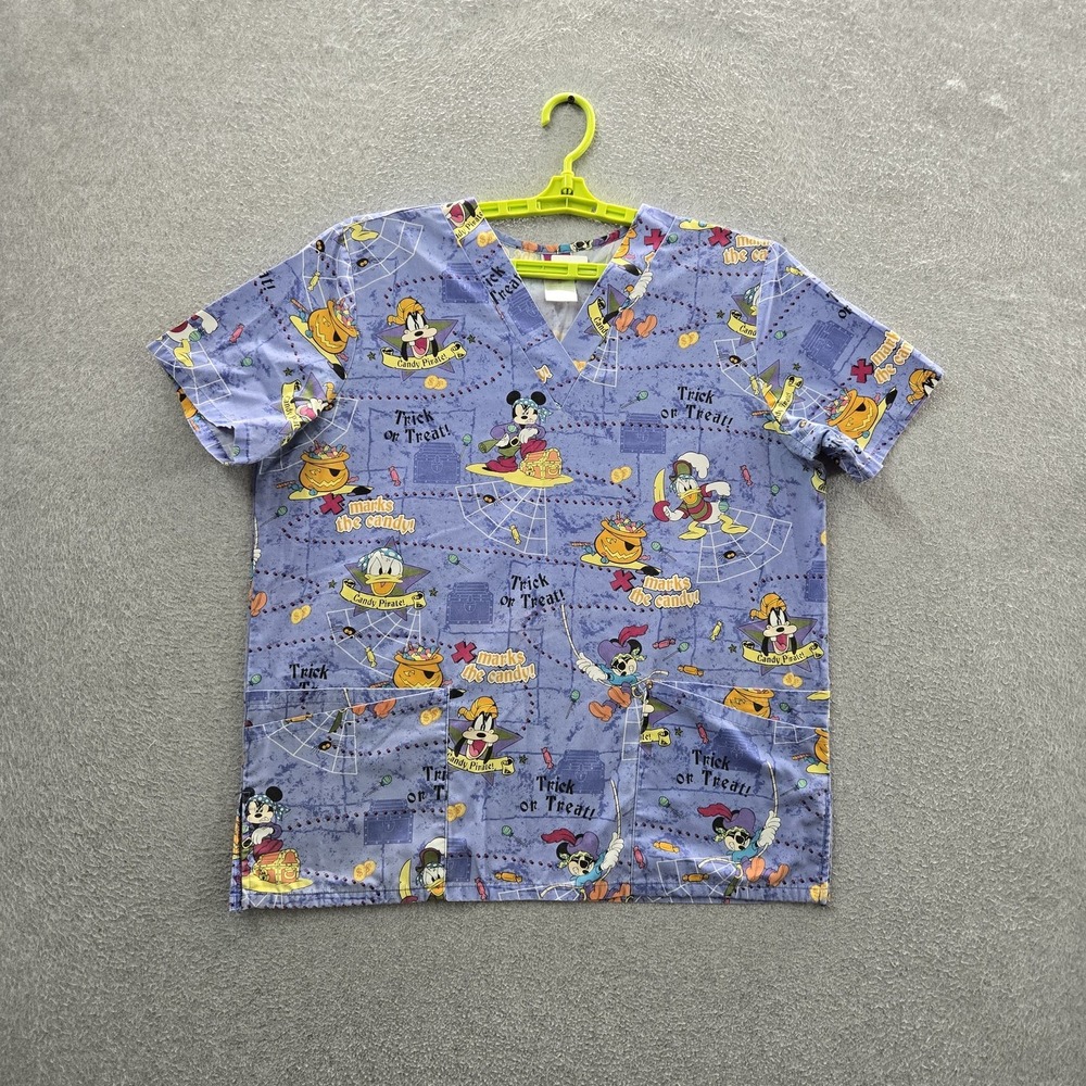 The Wonderful World Of Disney Women Scrub Top M Purple Graphic